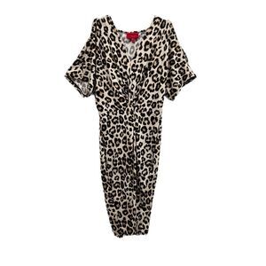 Jennifer Lopez Leopard Ruched Knotted Dress Large Animal Print Stretch